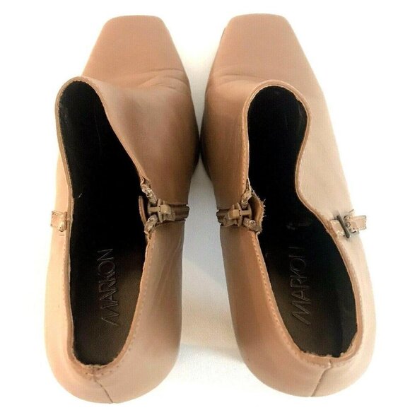 Markon Fanta Soft Leather Camel Brown Zip Ankle Boots Booties Shoes Heels 9W - Picture 5 of 9